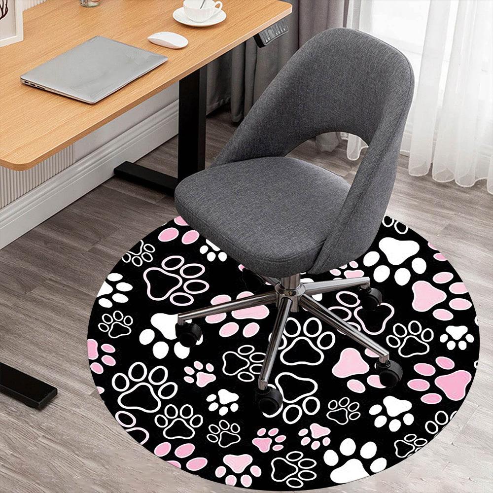 

1pc paw prints Round Chair mat Area Rug - Non-Slip, Floor Mat for Office, Bedroom, and Indoor Decor -1002008 80cm by 80cm