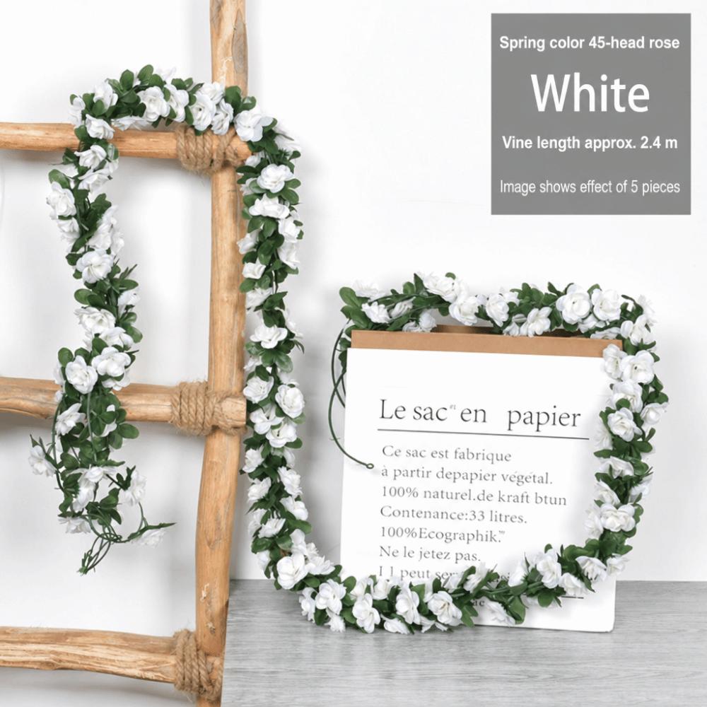 Green Leaves Included Artificial Rose Vine 2.4m Length Rose Flower Vine Party Decoration