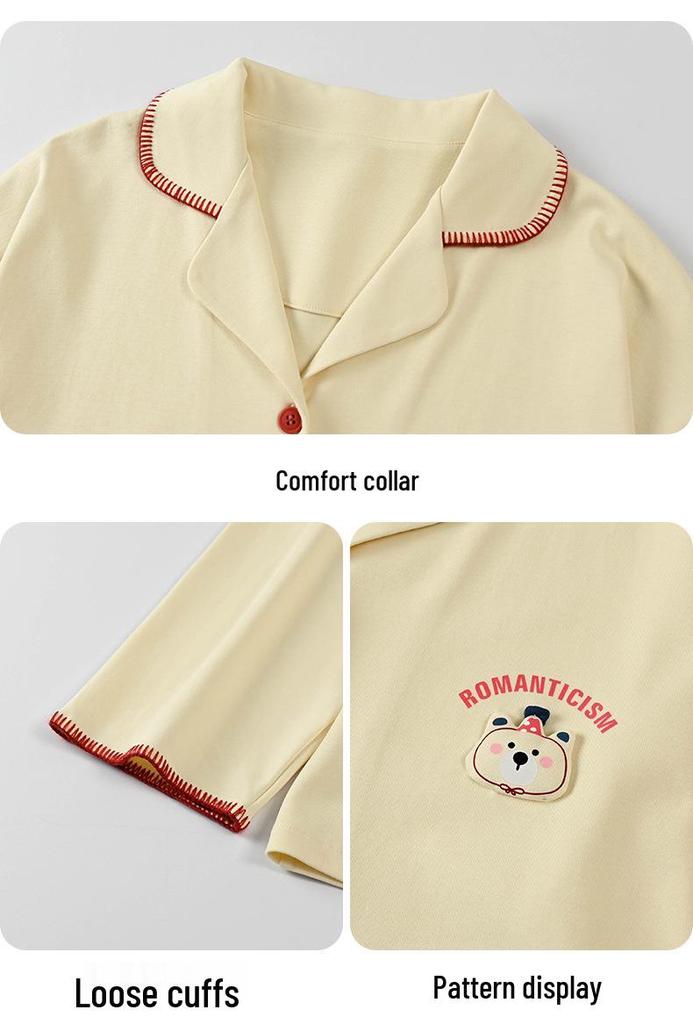 Spring & Autumn Couple's Pajamas - Tencel Lyocell Cotton Cardigan Style, Long Sleeve Casual Home Wear Set for Men & Women