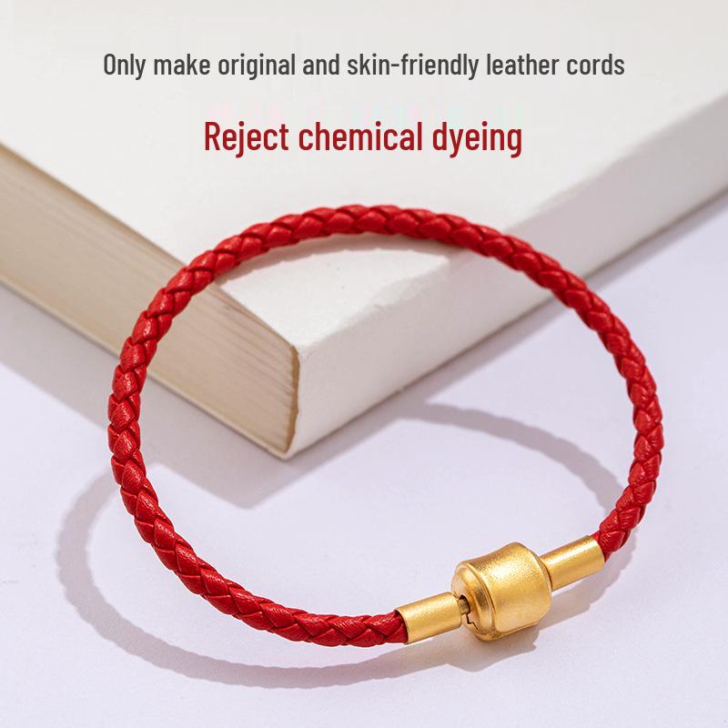 Benmingnian Red String Bead Bracelet - Versatile Leather Rope for Couples