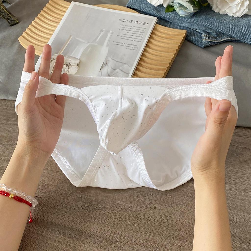 New Men's Sexy Low-Waist Briefs: Pure Style Bikini Triangle with Breathable Sequin Design