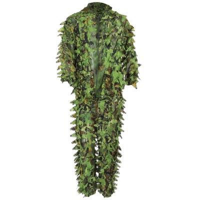 Green Wild Camouflage Ghillie Suit 3D Listové bundy a kalhoty Set oblečení pro lov