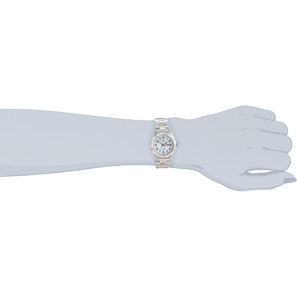 Citizen Q&Q Analog Solar Waterproof Watch with Date and Day Metal Band H011-204 for Women White