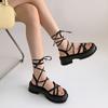 Black French Fairy Wind Platform Sandals Women's 2025 New Summer with Skirt High-end Straps Roman Shoes