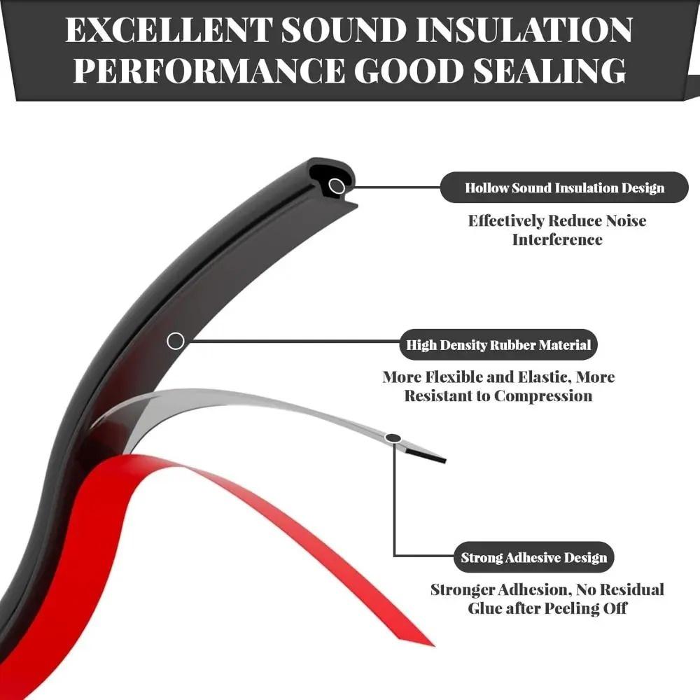 1pc 6m/236.22in Soundproofing Weather Stripping Rubber Door Seal Strip Windproof Self-adhesive Door Frame Insulation Household