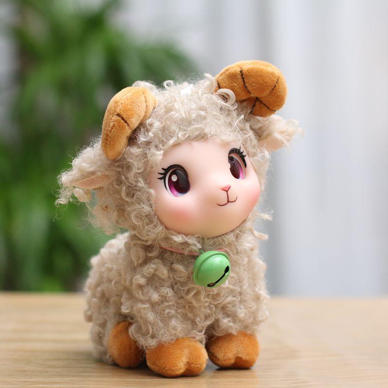 Cute Fluffy Lamb Plush Toy Soft Sheep Stuffed Animal Doll with Bell Small Size for Kids Carry On Travel Play Gift