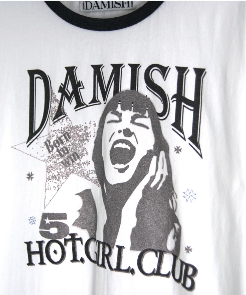 Damiswi Hot Girl Club Ringer T-Shirt_Charcoal