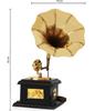 Vintage-Grammophon aus Messing, Schaustück für Zuhause und Wohnzimmer, 17 cm, Gold, 1 Stück