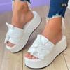 Large size summer new thick bottom outer wear beach sandals large size solid color muffin butterfly