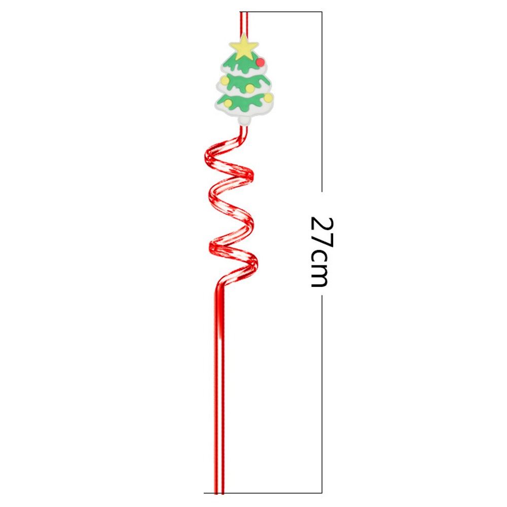 Spiral Christmas Plastic Straw Food Grade Christmas Party Decor Christmas Cartoon Straw  Children