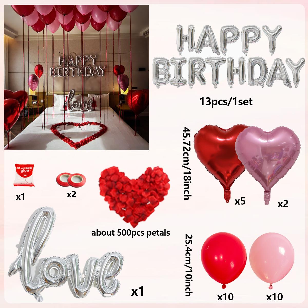 Silver Birthday Party Balloon Set Love Balloon Red Heart Balloon for Birthday Party Decoration Photography Props Other