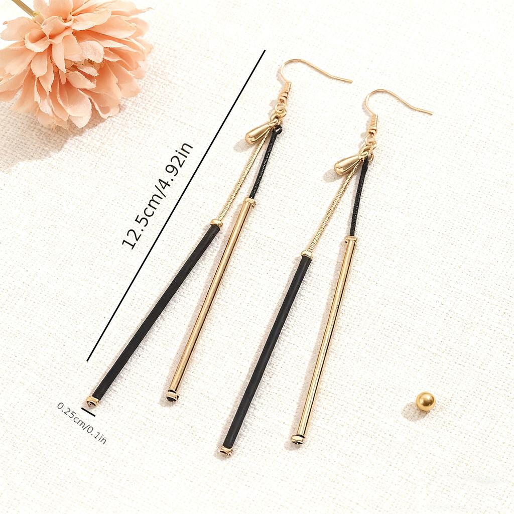 Quasten Gold und Schwarz Kontrastfarben Anhänger Ohrringe für Frauen, Neue Modische und Vielseitige Alltags-Ohrringe Geschenk