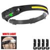COB LED Headlamp Induction Head Lamp Built-in Battery USB Rechargeable Head Flashlight Outdoor Camping Fishing Sensor Headlight