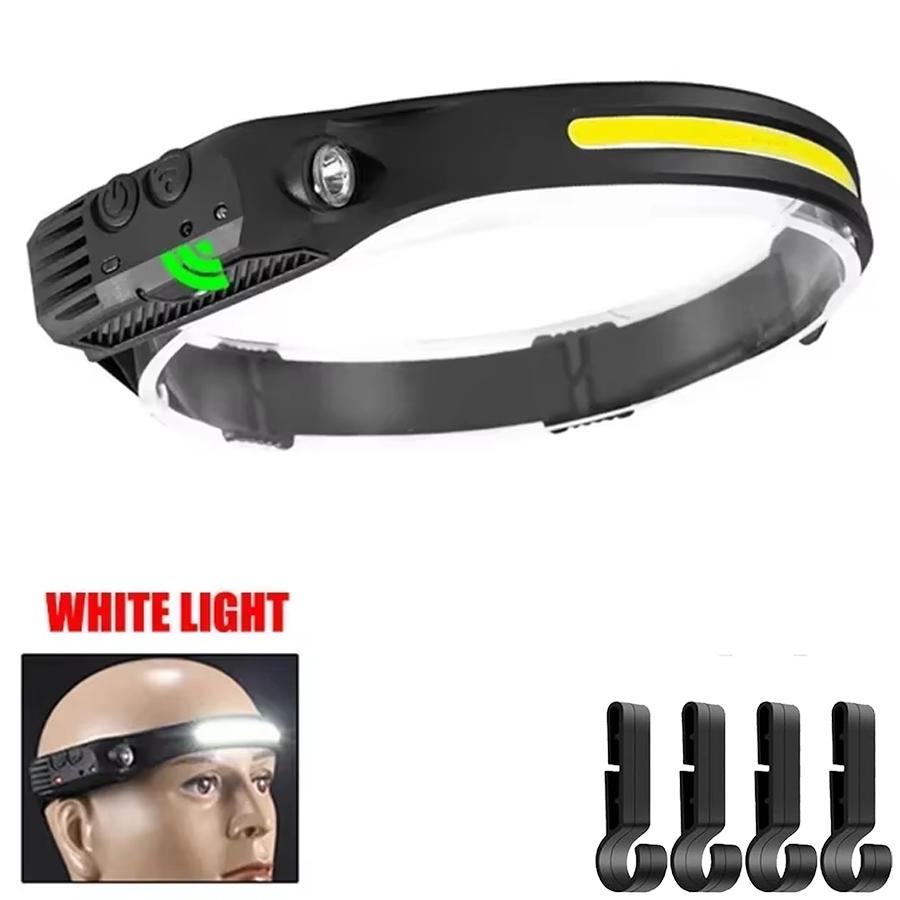 COB LED Headlamp Induction Head Lamp Built-in Battery USB Rechargeable Head Flashlight Outdoor Camping Fishing Sensor Headlight