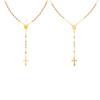 Stainless Steel Three-Color Rosary Virgin Oval Cross Y-Shaped Gold Necklace
