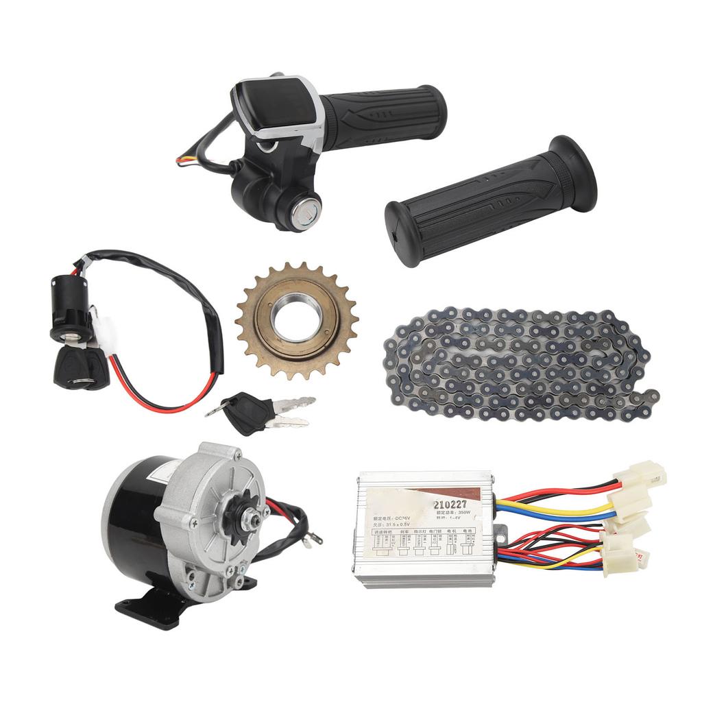 36V 350W Gear Reduction Electric Motor Controller Kit with 22T Sprocket 114 Link Chain 36V Throttle Grip Ignition
