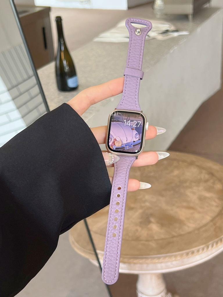 Suitable For Applewatch Apple Watch S9 Lychee Pattern Strap Iwatch9876 Generation Se Leather Strap Women