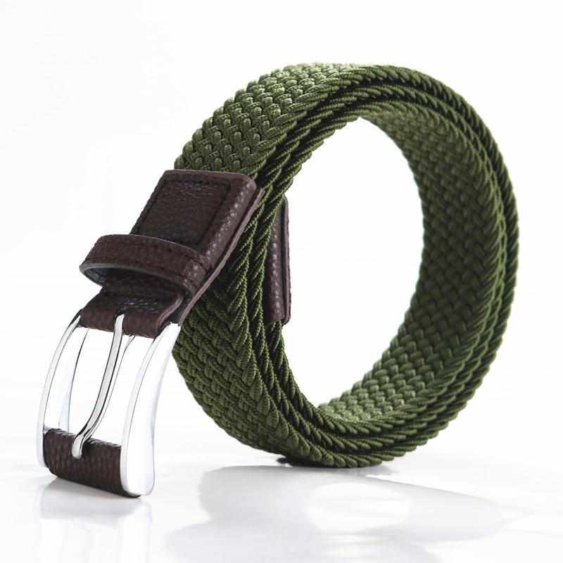 Men'S Braided Belt Elastic Elastic Canvas Belt Unisex No Punch Women'S Belt