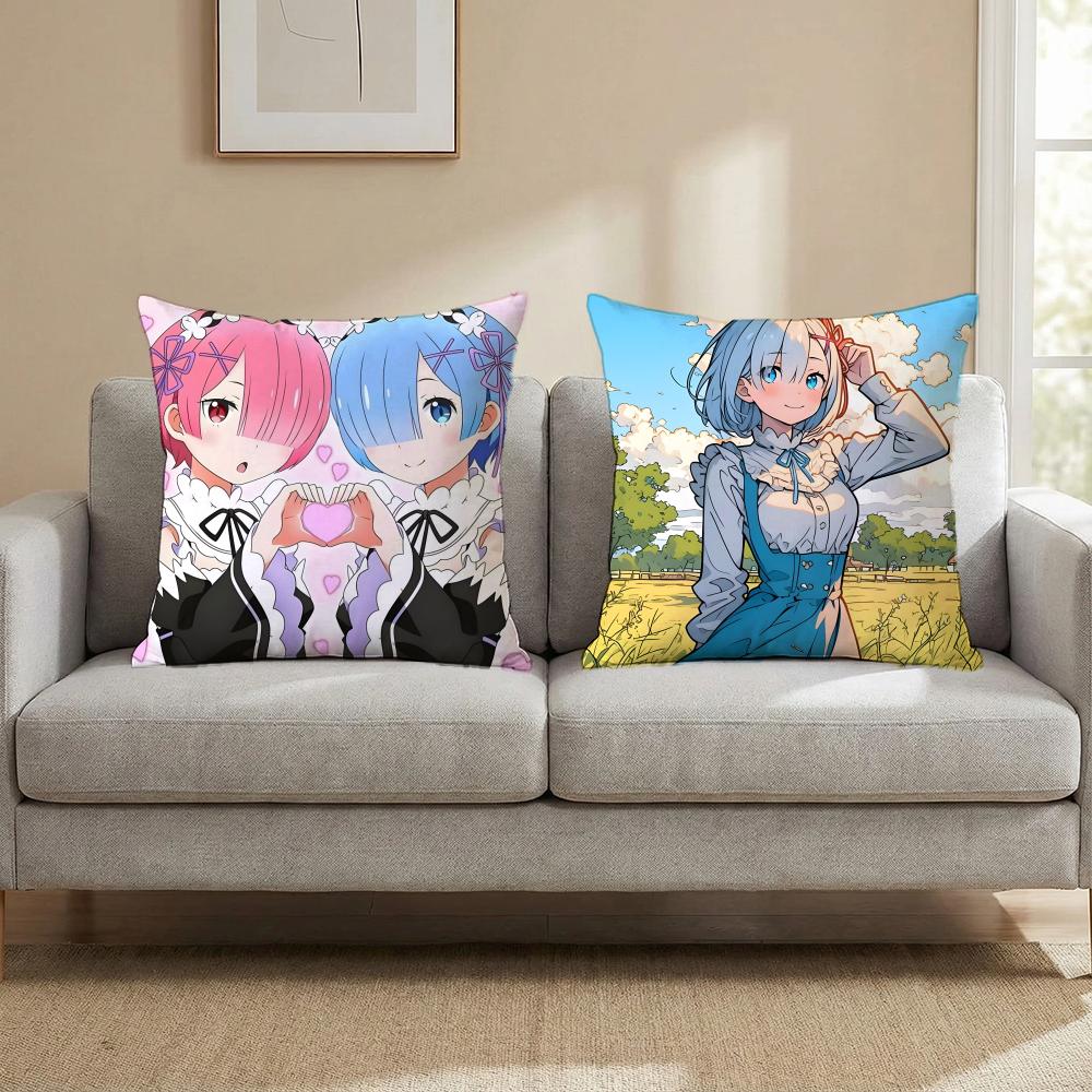 R-Re Zero ANIME Cushion Cover Multi-Scene Pillow Cover for Home & Car - Reversible, Soft & Durable for Daily Use