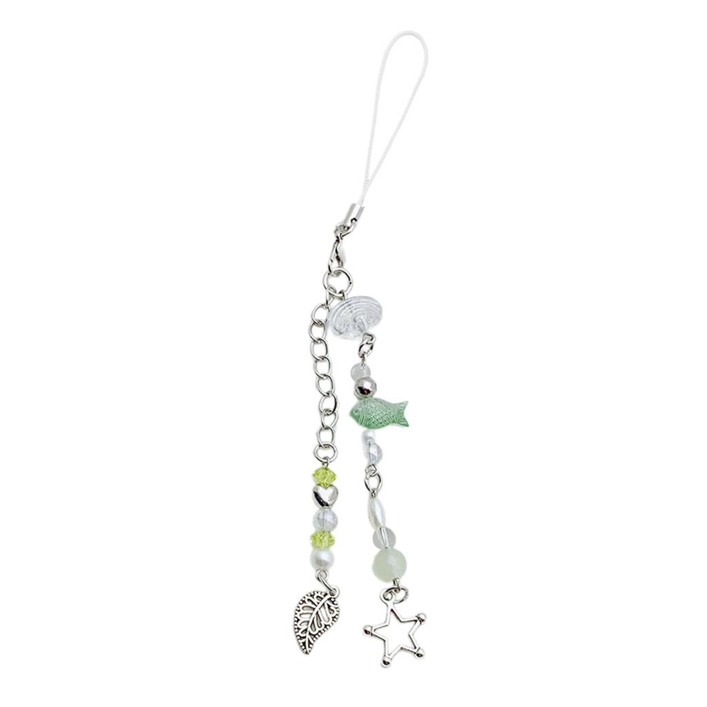 Stylish Beaded Keychain Pendant Marine Themed Keyring Bag Charm Fish Shell Starfish Cellphone Strap Accessories