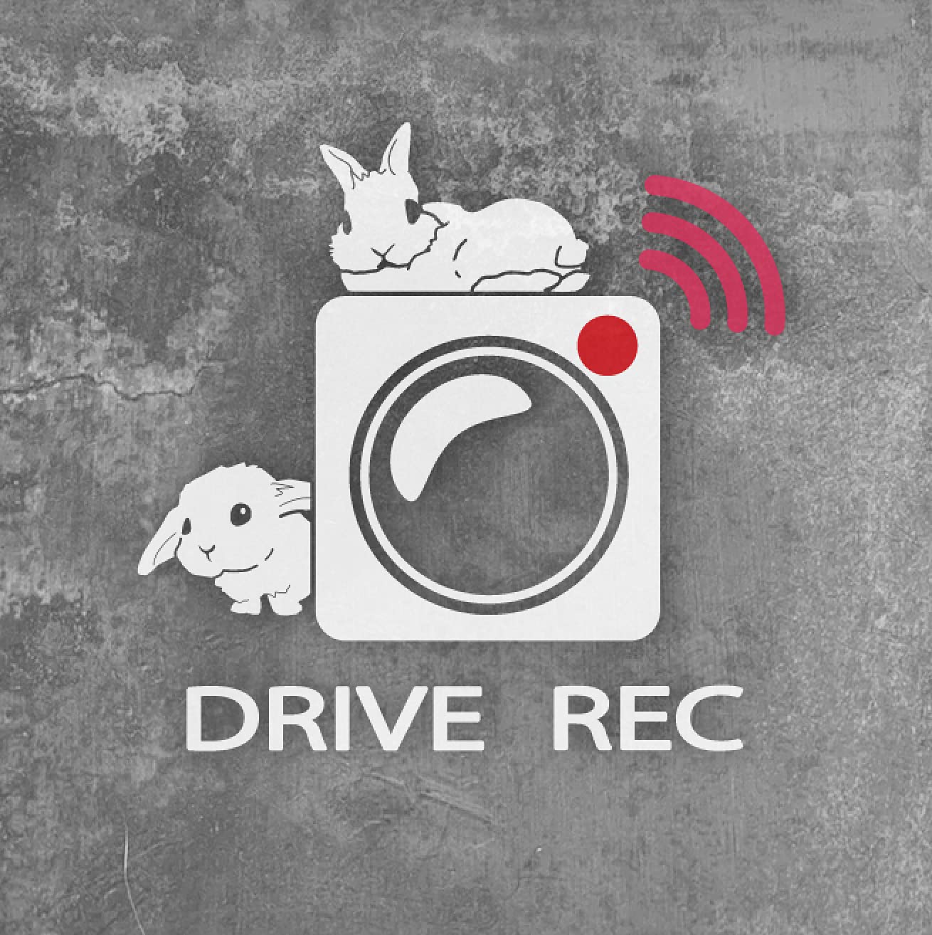 +R  Square with rabbit sticker and drive recorder 108×104mm белый