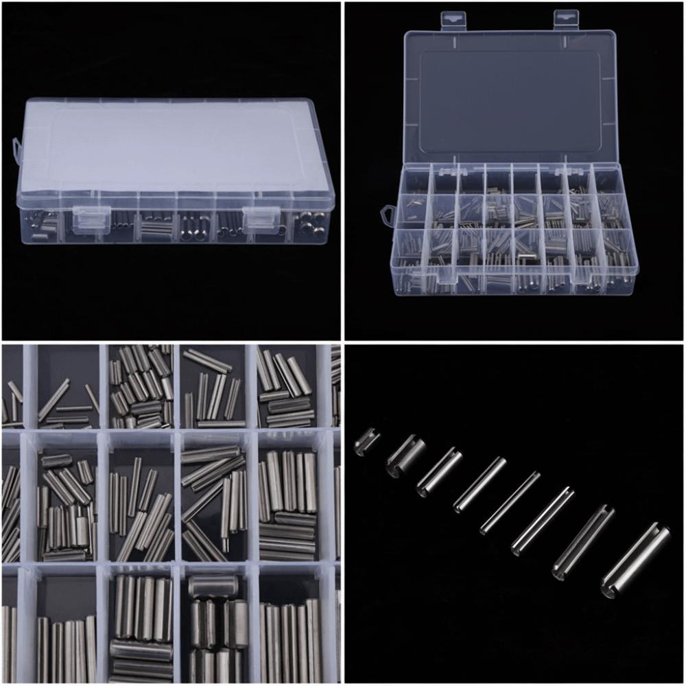 280pcs Stainless Steel Slotted Spring Pin Metric M1.5-M8 Spring Tension Pin Split with Box Expansion Dowel Pin
