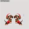 2D Flat Christmas Festival Christmas Hat Dachshund Painting Earring for Christmas Jewelry for Women Female