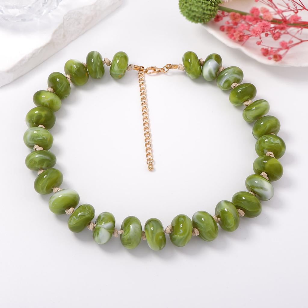 Fashion Personality Macaron Color Beaded Necklace Ins Wind Spring and Summer Holiday Atmosphere Women's Necklace