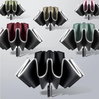 High-End Reverse Automatic Umbrella with Reflective Edges and Logo, Sun Protection, and Rain Shield