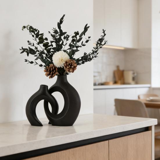 2 Stück/Set Hohl Moderne Plastikvase für Pampasgras Nordischer Boho Stil Dekorative Vase für Hochzeit Abendessen Tischmittelstück