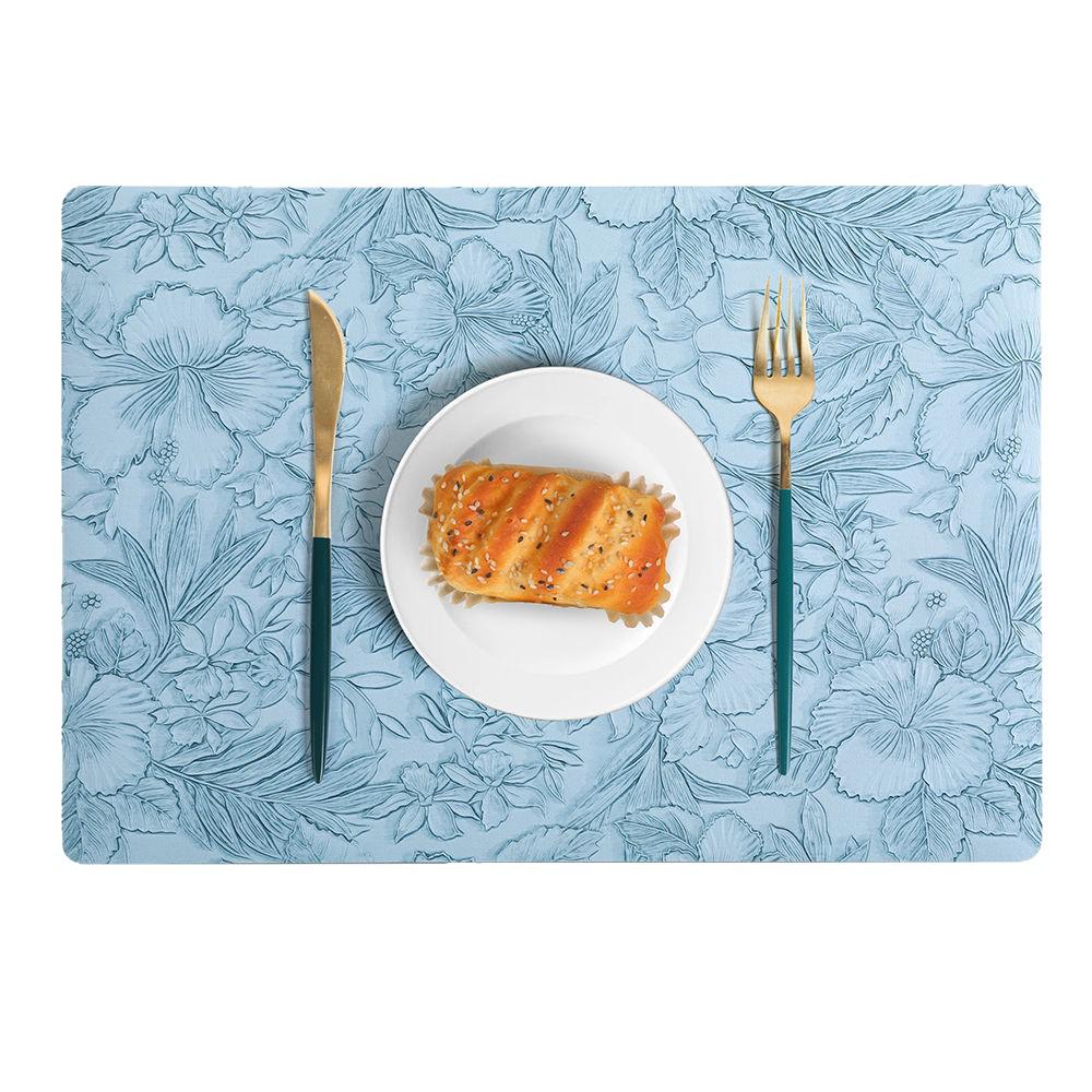 Nordic Light Luxury Double-Sided PU Leather Embossed Placemat, Non-Slip Heat Insulation Table Mat for Hotel & Home Use.