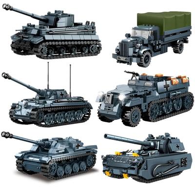 Seconde Guerre mondiale WW2 Armée Militaire Soldats Blindés Semi-chenillé Station Principale Char Briques de Construction Modèle Jouets d'Assemblage DIY Pour Enfants