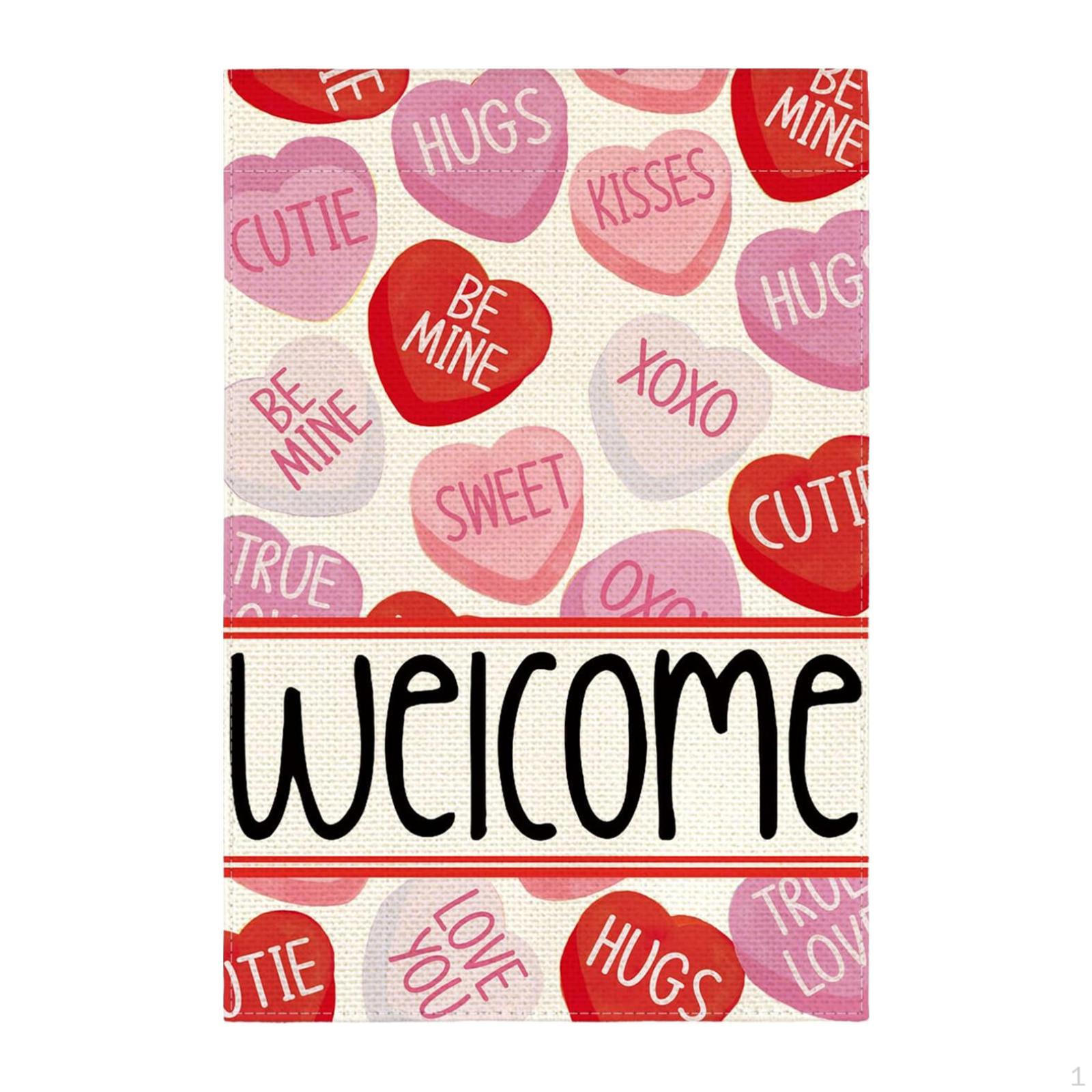 

Садовый флаг 12x18 дюймов для демонстрации на открытом воздухе в День святого Валентина с сердечками любви Pink and Red