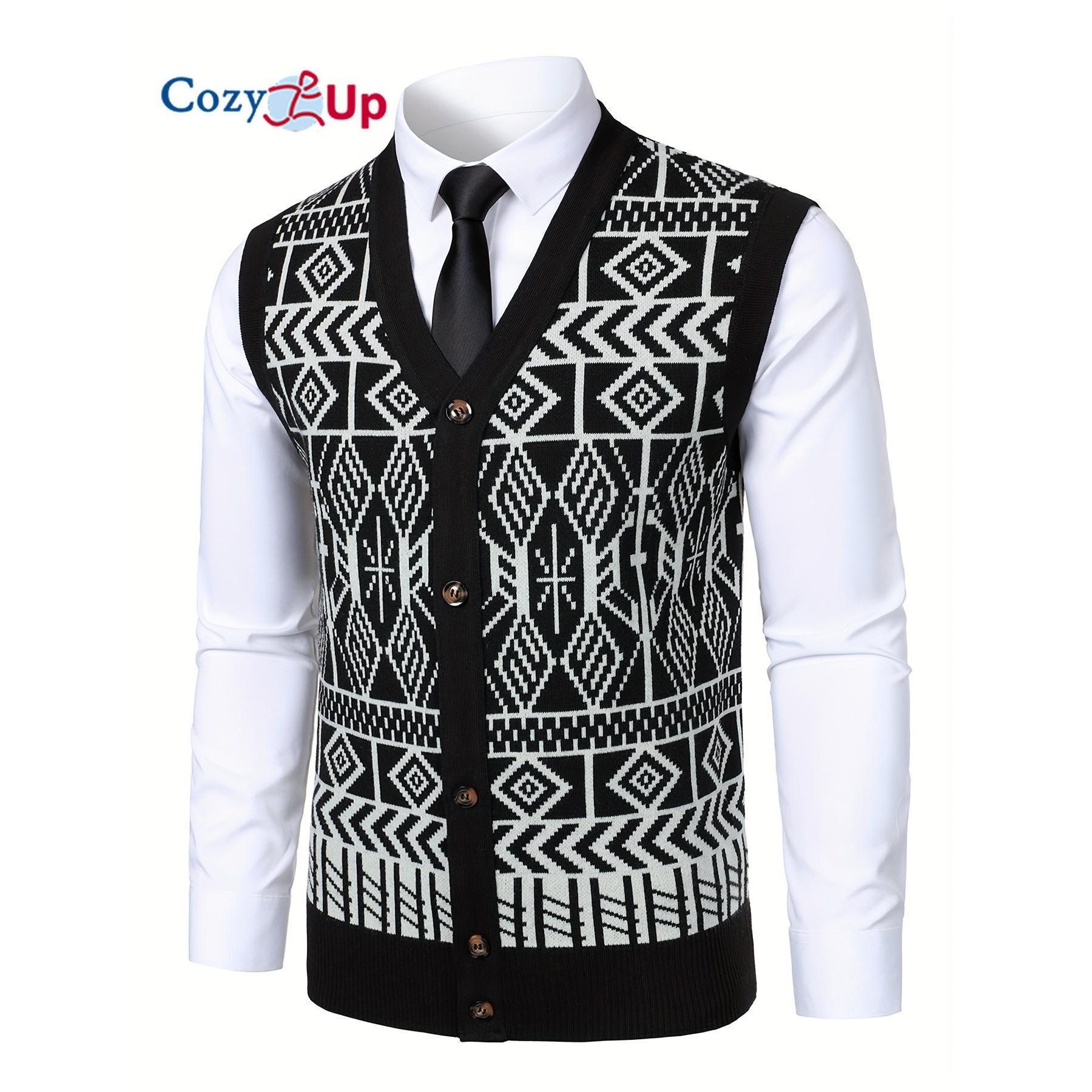 

Уютный мужской кардиган-жилет в клетку с цветными блоками на пуговицах - Повседневный V-образный вырез, без рукавов, стандартная посадка для весны/осени S чёрный