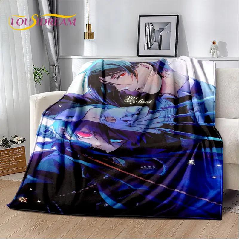 Black Butler Anime Cartoon Měkká plyšová deka, flanelová deka přehoz do obývacího pokoje Ložnice Pohovka Pohovka Piknikový povlak pro děti