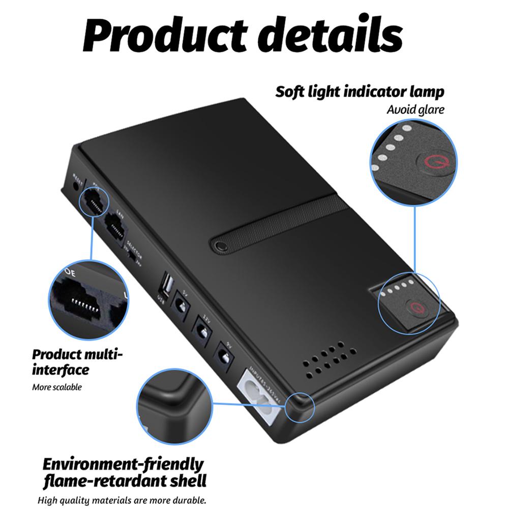 DC1018L Mini Portable UPS Backup Power Adapter 5V 9V 12V Uninterruptible Power Supply DC Power Adapter for WiFi Router Camera