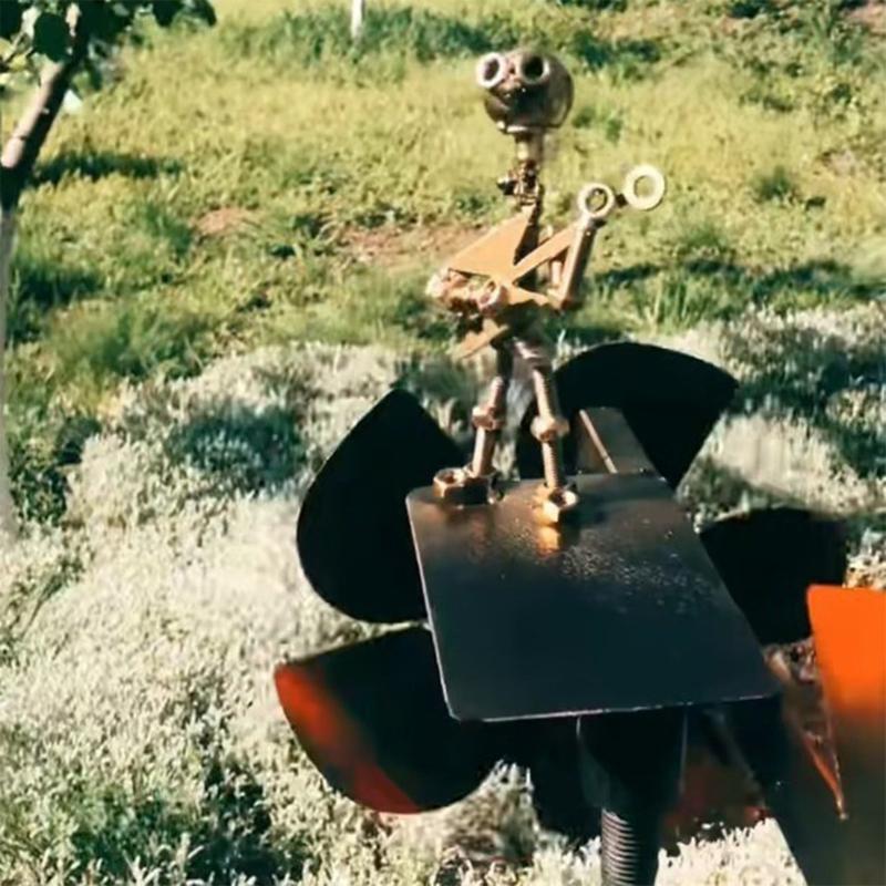 Rock Music Themed Rocker Windmill Sculpture Metal Bassist Statue For Yard Garden And Outdoor Space Decors