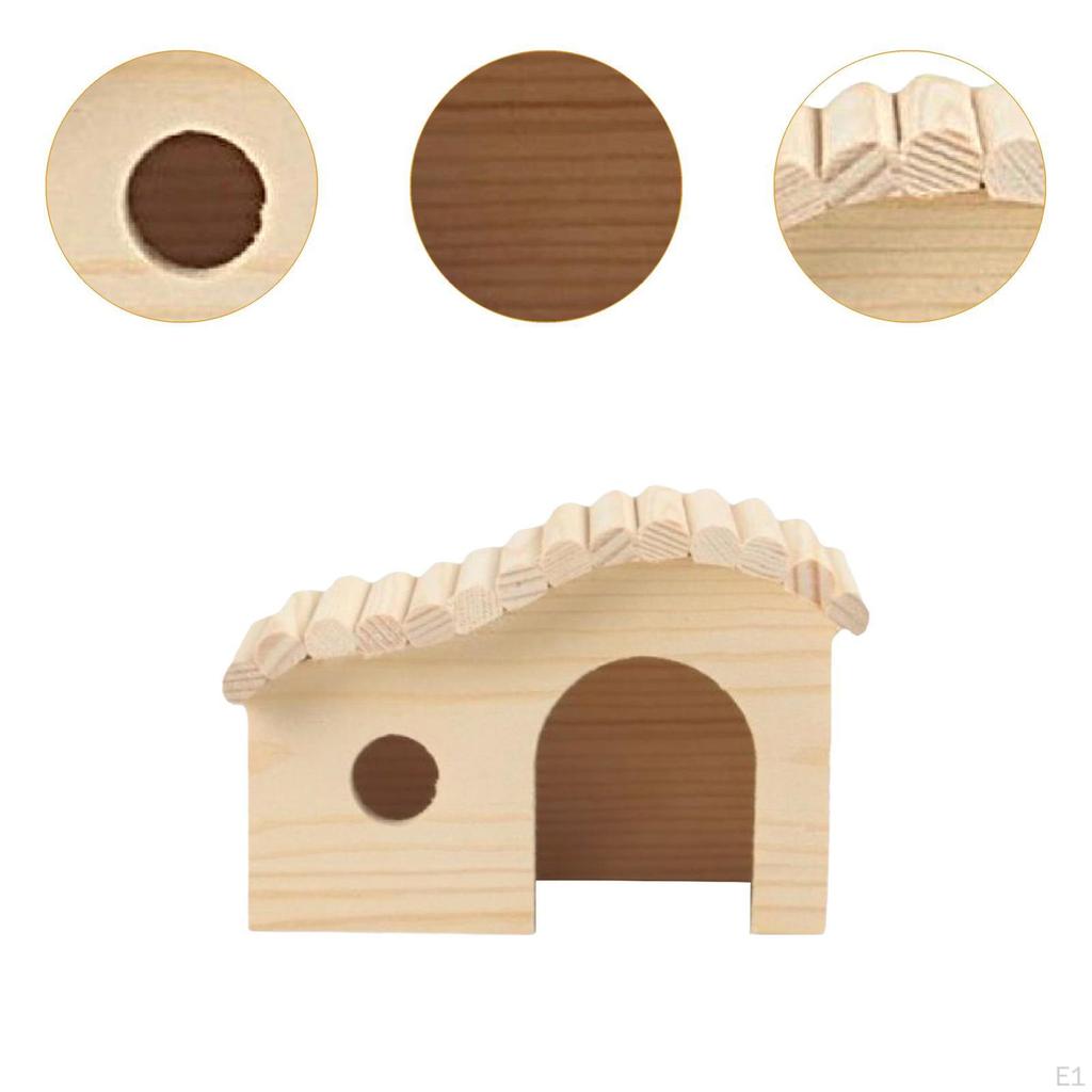 Wooden Hamster Hideout House Hut Handcrafted Platform Creativity Small Animals Sleeping