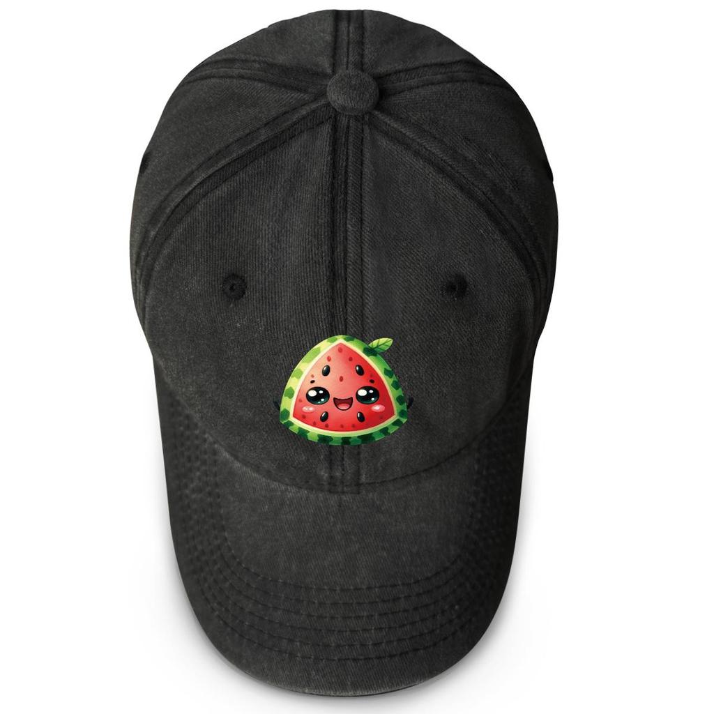 Cartoon Watermelon Print Adjustable Baseball Hat, Fruit Mesh Hat Hip Hop Slouchy Solid Leisure Snapback Baseball Cap
