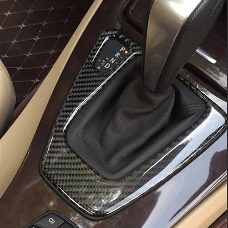 LHD Carbon Fiber Auto Center Control Gear Shift Panel Cover Sticker Interior Decoration Accessories For BMW 3 Series E90 E92 E93