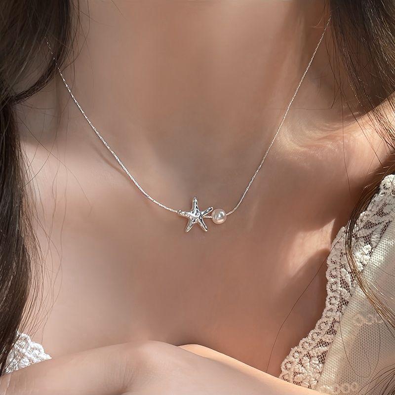Imple Tarfih Pearl Necklace Female Niche Unique Deign Ene Collarbone Cha Temperament Veratile Exquiite Tar Acceorie