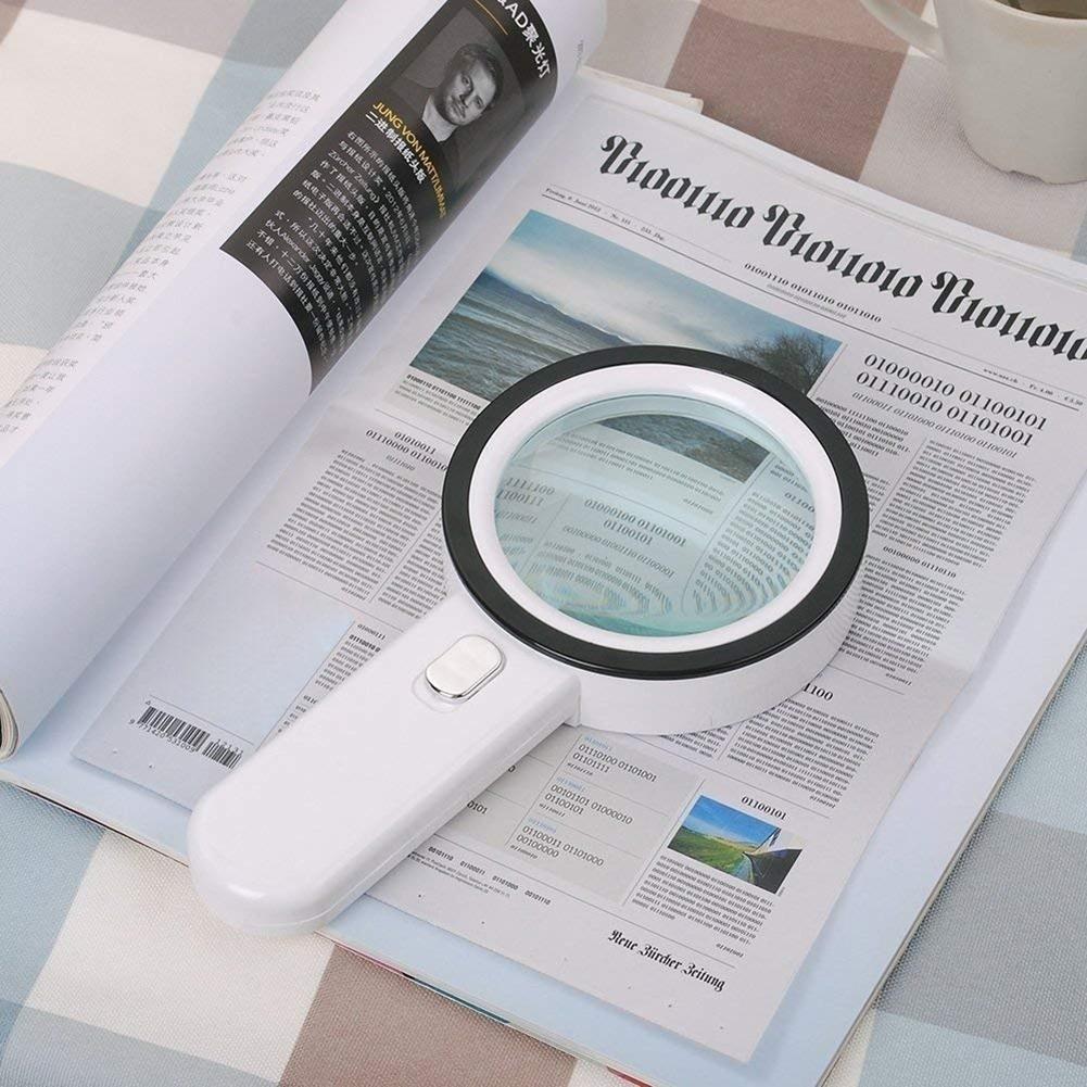 30X Magnifying Glass with LED Light Handheld Lighted Magnifier for Close Work Reading Inspection