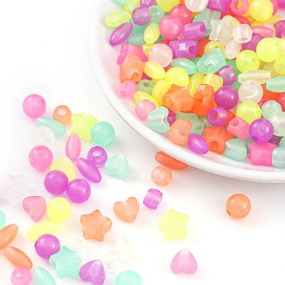 Bunte Acryl Leuchtende Perlen Runde Geometrie Perlen für DIY 500g