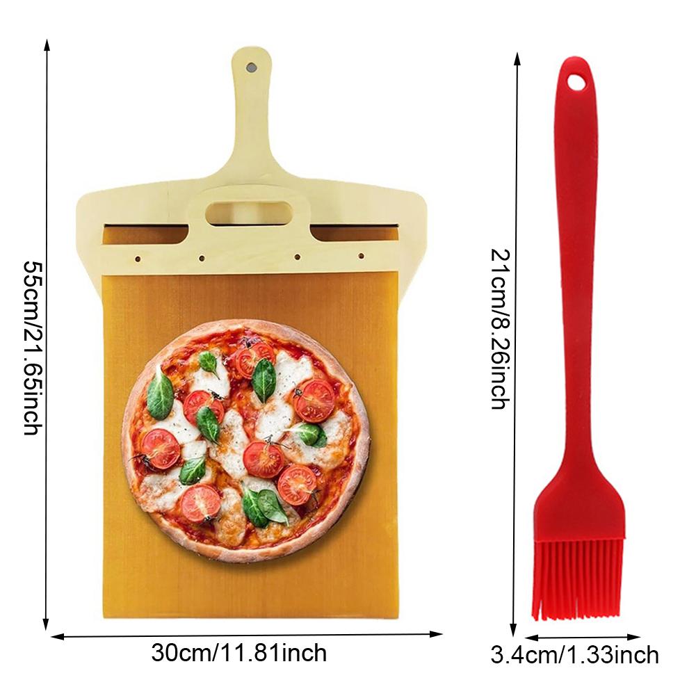 Wooden Sliding Pizza Peel Shovel Removable Wooden Handle Pizza Spatula with High-temperature Resistant Tarps Baking Tools