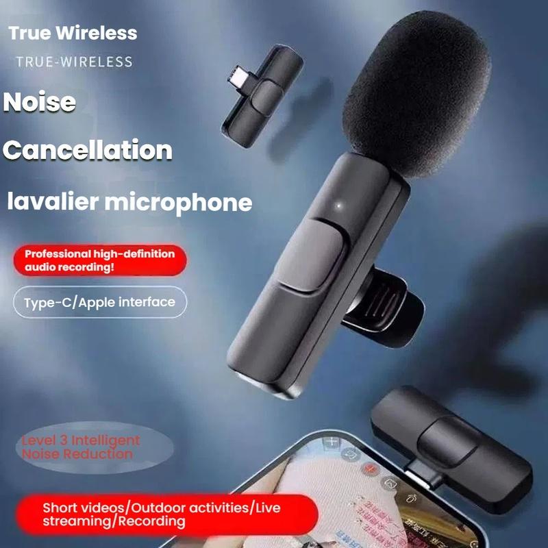 New Wireless Lavalier Microphone K9 Portable Audio Video Recording Mini Mic for iPhone Android Live Broadcast Gaming Phone Mic