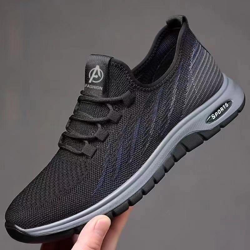 Shoes Men's Spring and Summer Thin Breathable Fly-woven Mesh Men's Shoes Trendy Lace-up Men's Lightweight Sports Running Shoes
