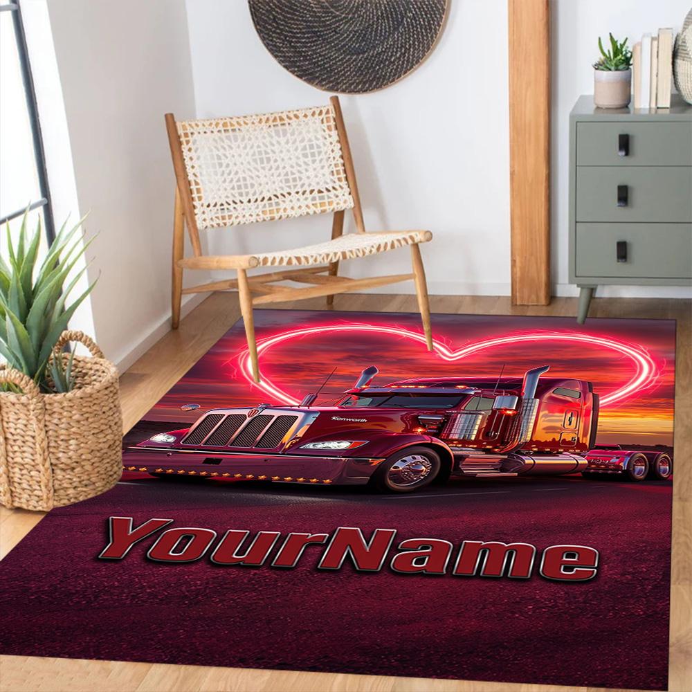 Peterbilt Heavy Trucks Customizable Name Area Rug Perfect for Game Room Living Rooms Foyer Balcony Anti-slip Rug Office home decor