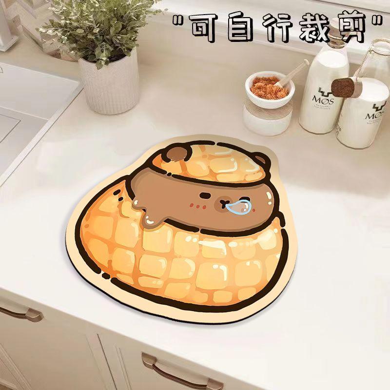 Cartoon Diatom Mud Table Mat, Kitchen Countertop Drain Mat, Anti-Scalding And Water-Absorbing Quick-Drying Mat, Wear-Resistant And Dirt-Resistant