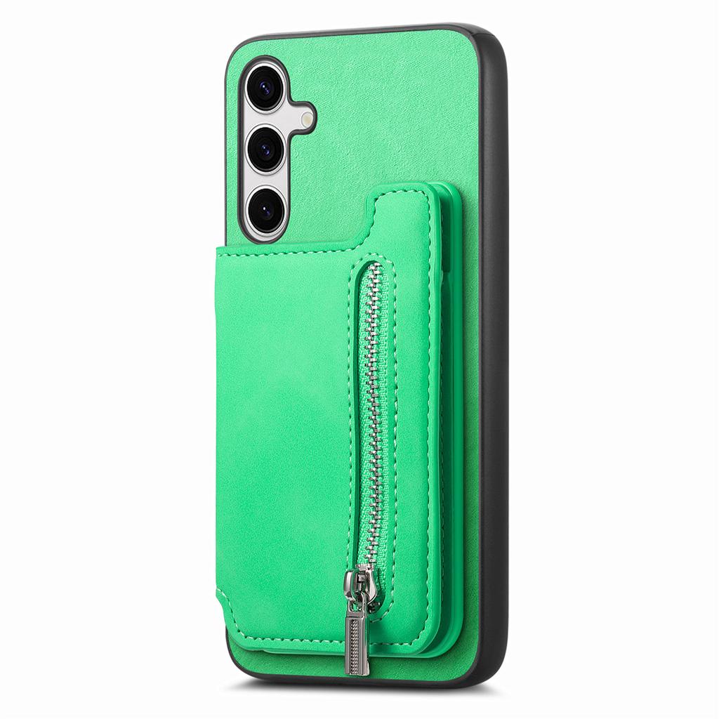 For Samsung Galaxy S25 Case Magnetic Detachable Zipper Card Holder Leather Phone Back Cover