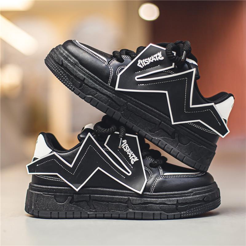 Guochao Patch Shoes 2024 Autumn New Fashion Versatile Thick Baseplate Shoes Classic Bread Casual Sports Men's Shoes